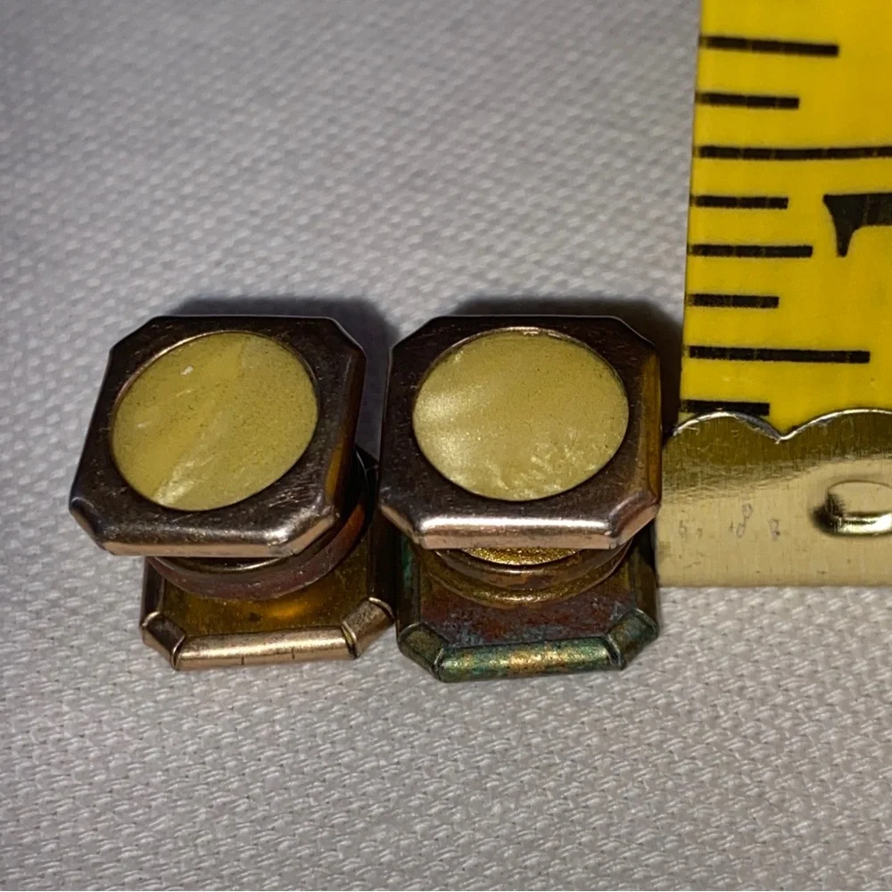 Antique‎ Lion Brand Brass Tone Snap Cufflinks